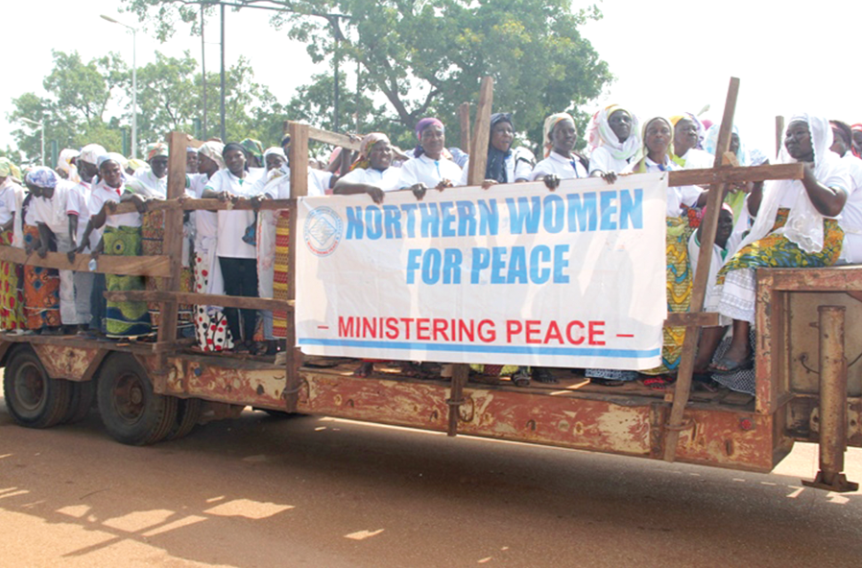 • The women on a float through the municipalities